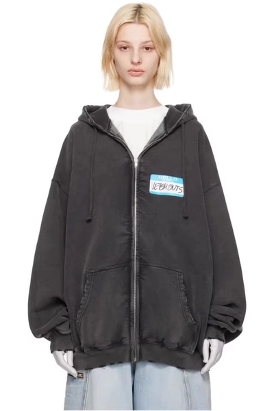 Hello My Name Is Vetements Washed Zip Hoodie