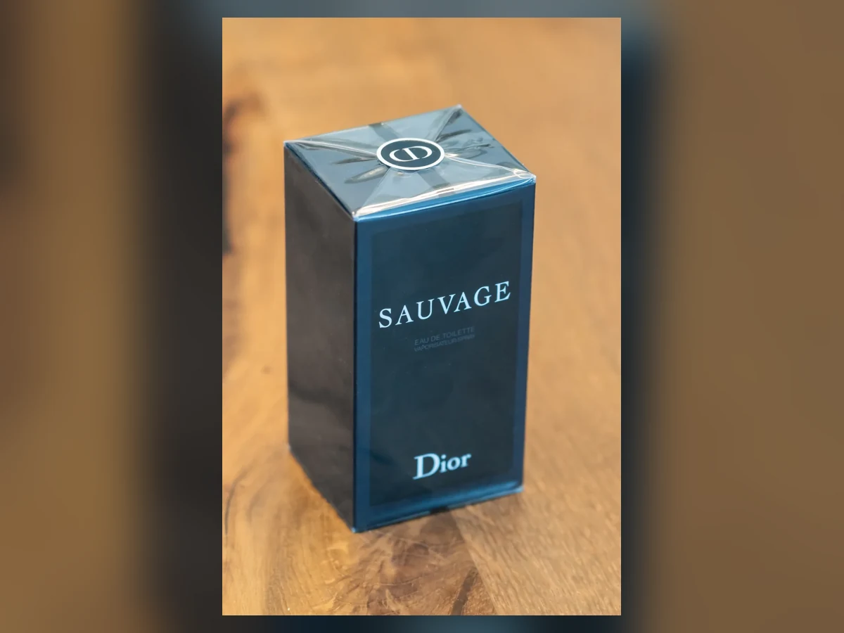 Dior Sauvage bottle with its exact Dior Sauvage packaging